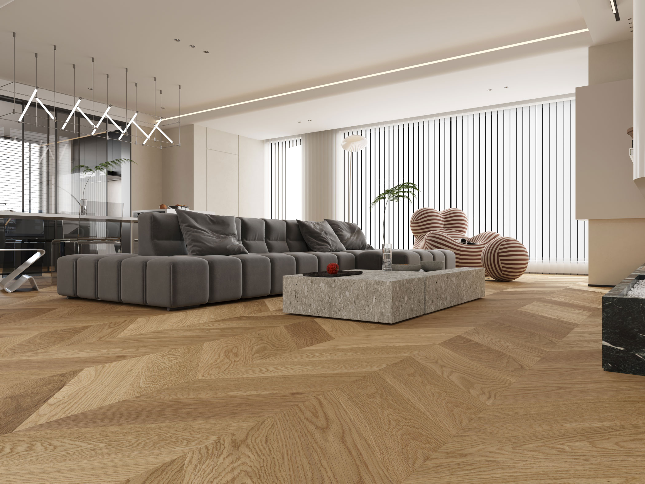 American Oak Chevron Collection-Macaroon