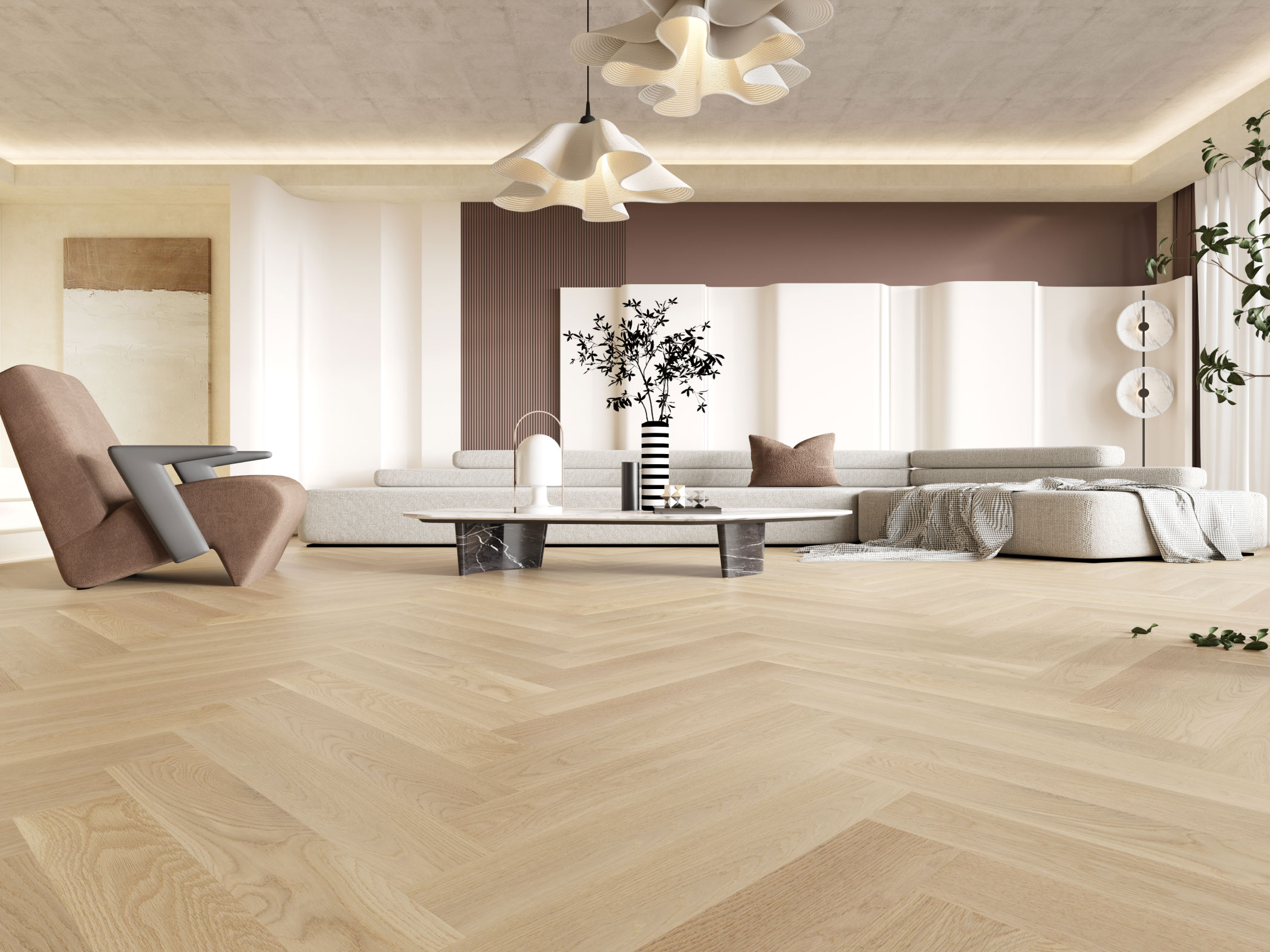 American White Oak Herringbone Collection-Naked Oak