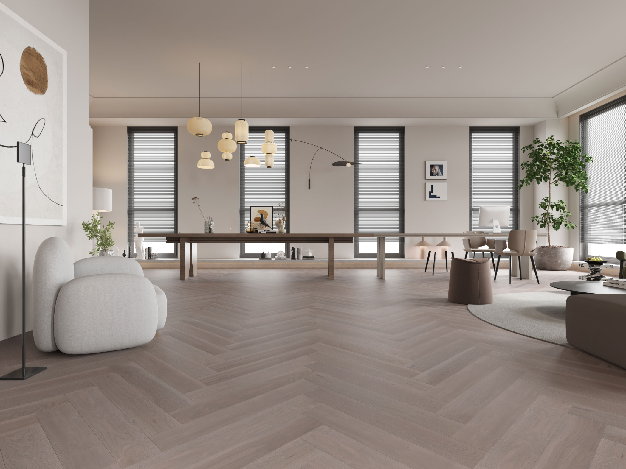 American White Oak Herringbone Collection-Silver Stone
